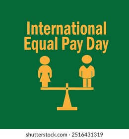 International Equal Pay Day Vector Banner man and woman equal pay day concept.