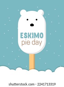 Internationaler Eskimo-Kuchen-Tag 24. Januar. Eiscreme in Form von Bär, Banner, Flyer, Postkarte. Vektorgrafik