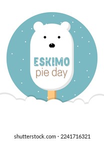 International Eskimo Pie Day January 24. Ice cream in the shape of bear, banner, flyer, postcard. Vector illustration