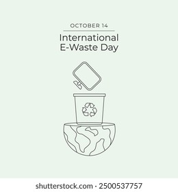 International E-Waste Day vector design template good for celebration usage. International E-Waste Day design. Continuous line drawing. eps 10.