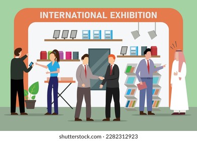 International Expo Stand Exhibition 2d vector illustration concept for banner, website, illustration, landing page, flyer