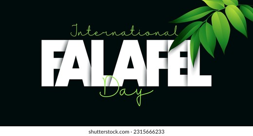 International Falafel Day on June 12. Suitable for greeting card, poster, banner with handwritten calligraphy.