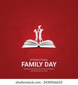 día internacional de la familia. día internacional de la familia diseño de anuncios creativos. publicación en redes sociales, vector, ilustración 3D.