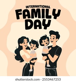 international family day flat illustration with yong family