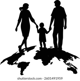 International Family Day with Silhouette of a mother, father and son.