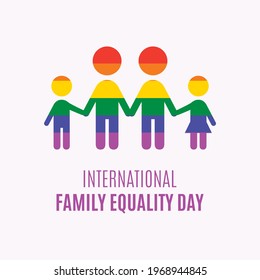 International Family Equality Day vector. Abstract rainbow family holding hands vector. Group of rainbow people abstract icon vector. Colorful people figures standing in a row vector. Important day