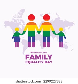 International Family Equality Day vector illustration. Abstract LGBT rainbow family holding hands vector. Two fathers and children design element. Group of rainbow people abstract icon vector