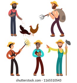 International farmers team cartoon vector illustration. Farmer character profession, occupation agriculturist