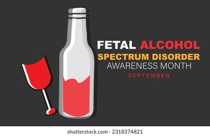 Mes internacional de sensibilización sobre el trastorno del espectro alcohólico fetal. fondo, banner, tarjeta, afiche, plantilla. Ilustración vectorial.