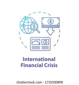 International financial crisis concept icon. Global economic emergency event, worldwide stock market crash idea thin line illustration. Vector isolated outline RGB color drawing