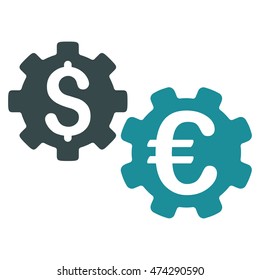 International Financial Mechanics icon. Vector style is bicolor flat iconic symbol with rounded angles, soft blue colors, white background.