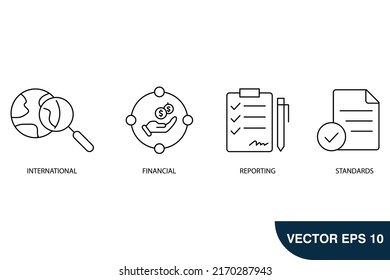 International Financial Reporting Standards icons set . International Financial Reporting Standards pack symbol vector elements for infographic web