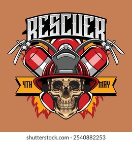 International Firefighter Day May 4 Celebration Vector Illustration for sticker, poster, flyer, brochure, invitation, greeting card, banner, campaign, t-shirt, apparel, social media, template