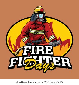 International Firefighter Day May 4 Celebration Vector Illustration for sticker, poster, flyer, brochure, invitation, greeting card, banner, campaign, t-shirt, apparel, social media, template