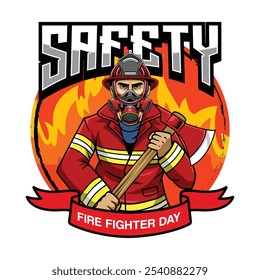 International Firefighter Day May 4 Celebration Vector Illustration for sticker, poster, flyer, brochure, invitation, greeting card, banner, campaign, t-shirt, apparel, social media, template