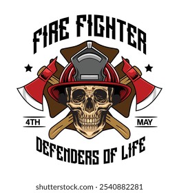 International Firefighter Day May 4 Celebration Vector Illustration for sticker, poster, flyer, brochure, invitation, greeting card, banner, campaign, t-shirt, apparel, social media, template