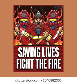 International Firefighter Day May 4 Celebration Vector Illustration for sticker, poster, flyer, brochure, invitation, greeting card, banner, campaign, t-shirt, apparel, social media, template