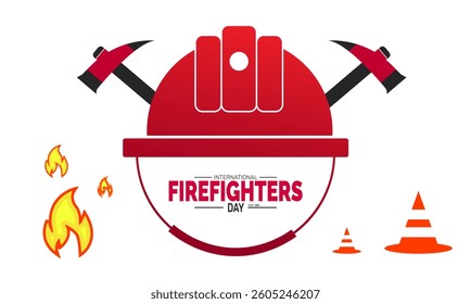 International Firefighters Day. Holiday concept. perfect for  blue Background Template, placard, Banners, Cards, Posters design template, Classic Social Media Post with text inscription.