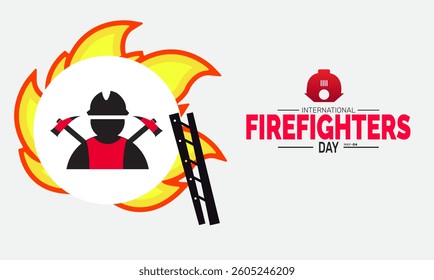 International Firefighters Day. Holiday concept. perfect for  blue Background Template, placard, Banners, Cards, Posters design template, Classic Social Media Post with text inscription.