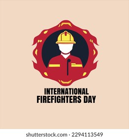 International firefighters day illustration design. firefighter logo icon. May 4th. Template for background, banner, card, poster, shirt banner