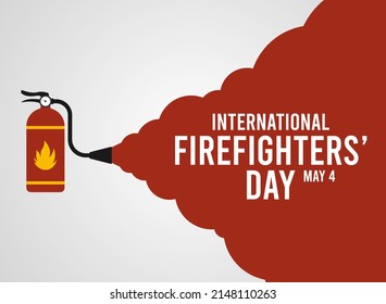 International firefighters' day. May 4. Fire extinguisher. Flat design vector illustration. Poster or banner.