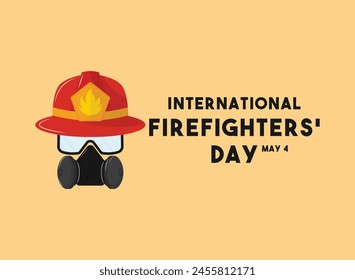 International Firefighters' Day. May 4. Flat design vector. Firefighters helmet and gas mask. Eps 10.