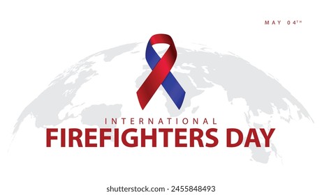 International firefighters day. Vector illustration of awareness ribbon in blue and red colors. Suitable for banners, web, social media, greeting cards etc