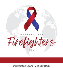 International firefighters day. Vector illustration of awareness ribbon in blue and red colors. Suitable for templates, web, social media, greeting cards etc