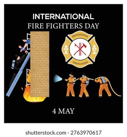 International Firefighters Day Vector: Rescue Operation and Firefighting Scene