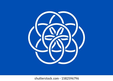 International flag of planet earth. Isolated white vector symbol on blue background. EPS 10.