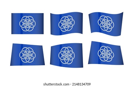 Bandera Internacional del Vector del Planeta Tierra Set Banderas onduladas Tellus Espacio Ultraterrestre El Mundo Alien Wavy Wave Winave Ilustración Realista NASA Flor Azul Globe Blanco Viaje Ciencia Símbolo Global Icono