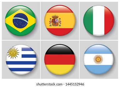 International Flag set in Circle , vector Design Element illustration