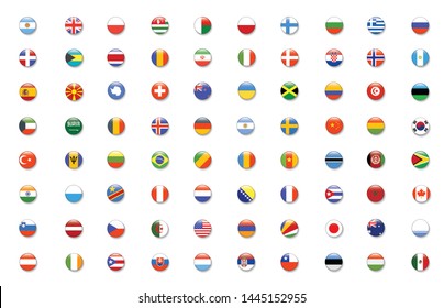 International Flag set in Circle , vector Design Element illustration