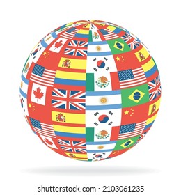international flags in sphere icon