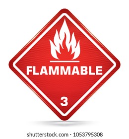 International Flammable Class 3 Symbol, red Warning Dangerous icon on white background, Attracting attention Security First sign, Idea for,graphic,web design,Vector,EPS10.