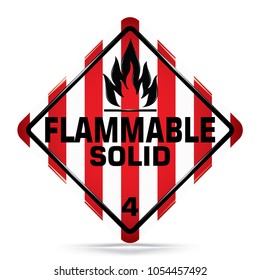 International Flammable Solid Class 4 Symbol,White and red Warning Dangerous icon on white background, Attracting attention Security First sign, Idea for,graphic,web design,Vector,EPS10.