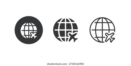 Internationales Flugsymbol. Symbol für mehrere Serien. Perfektes Pixel einzeln auf weißem Hintergrund. Vektorgrafik