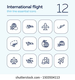 International flight icon set. Travel concept. Vector illustration can be used for topics like cruise, journey, holiday