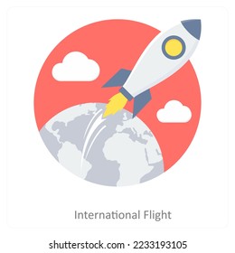 International Flight and trip icon concept