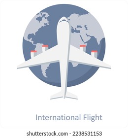 International Flight and trip icon concept