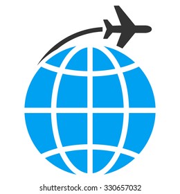 International Flight vector icon. Style is flat symbol, rounded angles, white background.