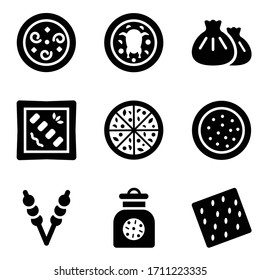 International food icon set pizza turkish and italian restaurant set