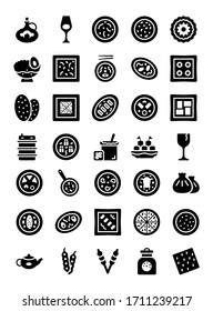 International food icon set turkish italian and chinese food 