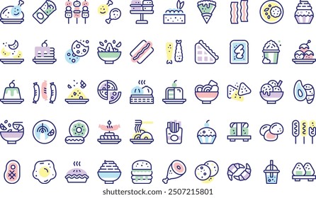 International food icons collection is a vector illustration with editable stroke.