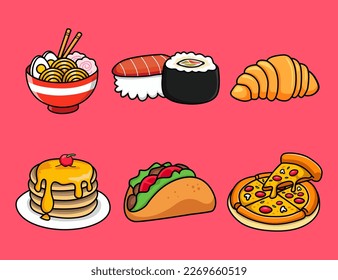 International Food Menu Cartoon Element Collection