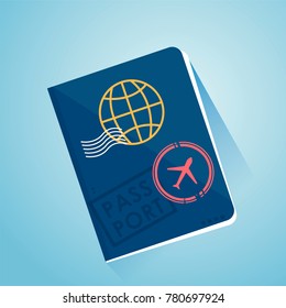 International foreign passport. Document for travel, open visa. Vector flat illustration