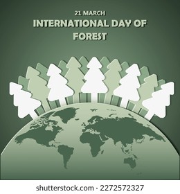International forest day 21 march background vector illustration.