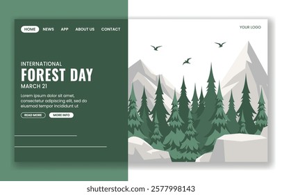 International Forest Day Social Media Landing Page Template in Flat Cartoon Style