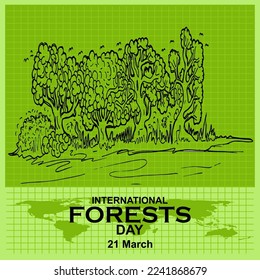 International Forests Day, 21 March, poster and banner vector
