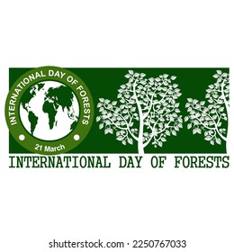 International Forests Day, 21 March, poster and banner vector